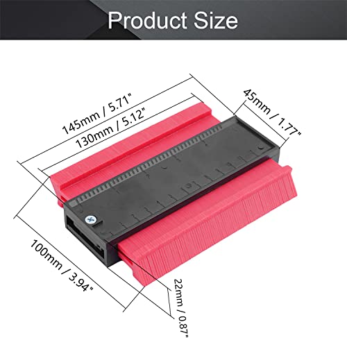 Utoolmart 4.7 Inch Profile Gauge Measure Ruler Contour Duplicator for Precise Measurement Tiling Laminate Wood Marking Tool Red 1pcs - size: 120mm red