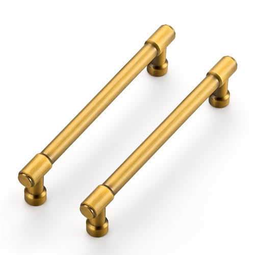 Ravinte Brushed Brass Kitchen Pulls Cabinet Handles 5 Inch 10 Pack - color: Brushed Brass, size: 5 Inches Hole Center