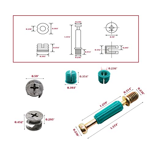 50 Set 3-in-1 Furniture Connecting Hardware Cam Lock Fasteners Kit,Cam Fitting Pre-Inserted Nut and Eccentric Wheel with Dowels Cam Locks for Furniture Crib Cabinet Drawer Wardrobe Splicing