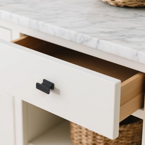 Matte Black Kitchen Rectangle Cabinet Knobs 1.49 Inch 10 Pack - color: Matte Black, size: 1.49"/38MM Single Hole