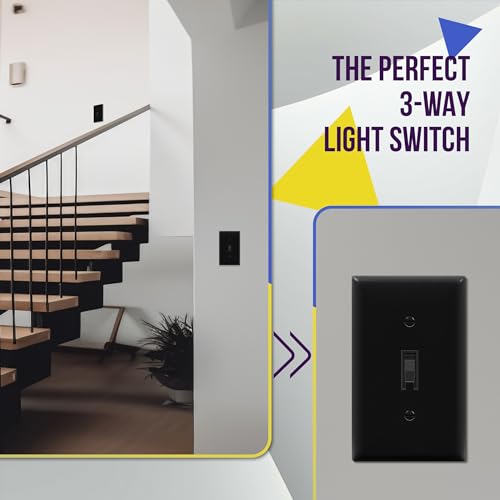 ENERLITES 5 Pack Toggle Light Switch, 3-Way Electrical Wall Switch, Black - color: Black, size: Switch Only