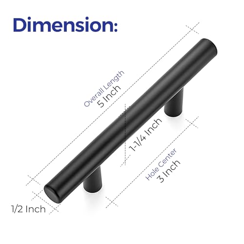 Ravinte Cabinet Handles,5" Length,3" Hole Center,Matte Black,30 Pack - color: Black