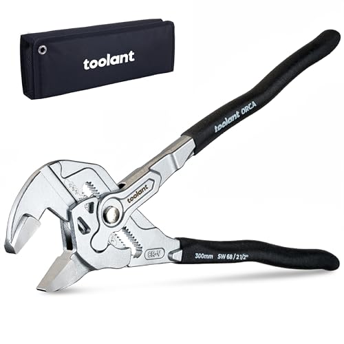 toolant 12-Inch Chrome Plated Pliers Wrench, CR-V Adjustable Wrench with Anti-Rust Coating, Smooth Parallel Jaws, Comfort Grip and Storage Pouch for Home Repair, Plumbing, Nuts, Water Pipes - size: 12-inch Chrome