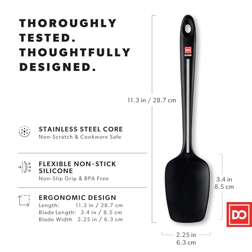 DI ORO Silicone Spoonula - Spoon Spatula, 600F Heat Resistant, Black - color: Black