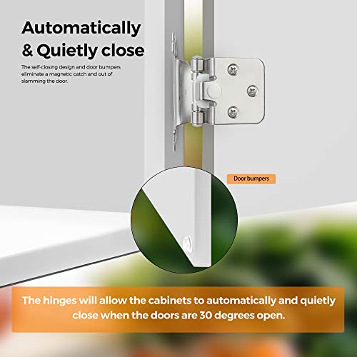 Ravinte Polished Chrome Cabinet Hinges 1/2 Inch Overlay, 60 Pack (30 Pairs) - color: Polished Chrome