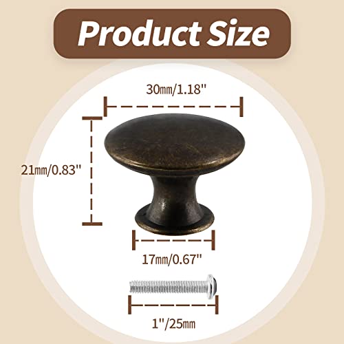 Black Cabinet Knobs 1.18" Diameter, 6 Pcs - color: Antique Bronze, size: 6 Pack