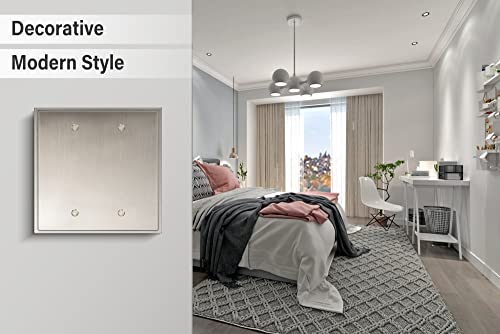 Henne Bery Soft Modern Decorative Wall Plate Switch Plate Outlet Cover (Double Blank, Satin Nickel) - style: Double Blank