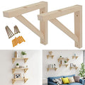 OVOV 2 Pack Wall Mount Wooden Shelf Brackets Triangle 10 Inch - color: Wood, size: 10 Inch