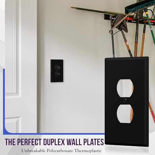 ENERLITES 5 Pack Oversized Duplex Outlet Covers, Jumbo Wall Plate, Black - color: Black, size: Over-Size