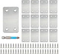 QSJ 12 Pack Flat Mending Plate, Metal Bracket, Stainless Steel Brace 2.36 x 1.49'', Fixing Joining Plate for Wood with 48PCS Screws, 1x Screwdriver., Black, QSJ-03 - size: Silver, 2.36x1.49''