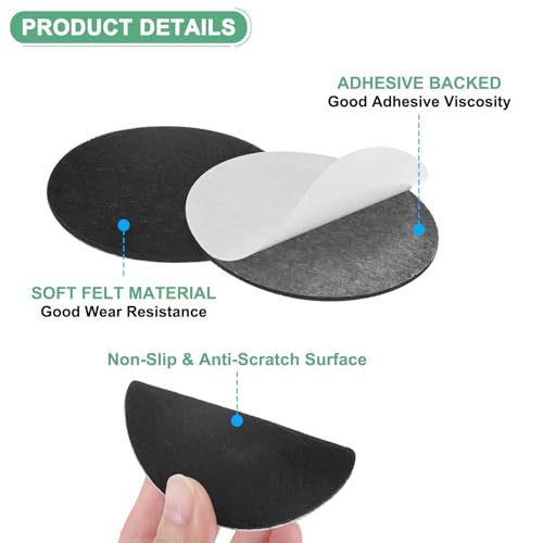 M METERXITY 30-Pack Lamp Base Felt, 3 Inch Dia. 2mm Thick Self Adhesive Round Fabric Felt Pads for Lamp/Furniture/DIY, Non-Slip Fiber Backed Patch Circles with Adhesive Backing [Black] - color: Black, size: 3" Dia