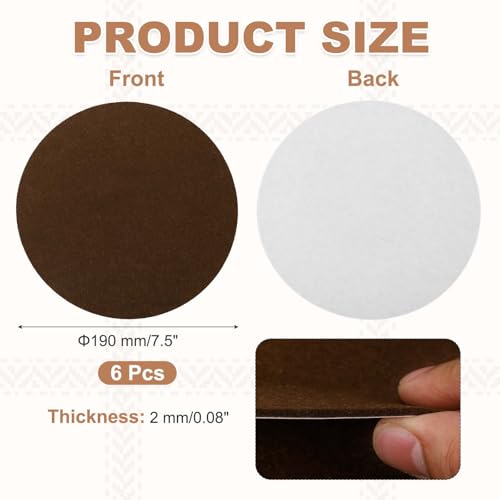 uxcell 6Pcs Lamp Base Felt, 7.5 Inch Dia 2mm Thick Adhesive Round Soft Felt Furniture Pads, Non-Slip Anti-Scratch Backed for Reading Light Table Lamp DIY Craft, Coffee - color: Coffee, size: 7.5 inch