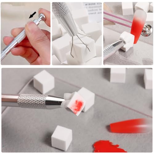 Fcozpjk Soft Sponges with Grabbing Pen for Ombre and Aura Nail Art with Brush, Professional Manicure Nail Art Tools Accessories Supplies, 100 Pieces - color: Ombre Nail Sponges