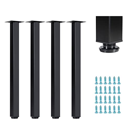 28 Inch Table Legs,with Adjustable Feet Pads,Set of 4(Black) - size: 28"