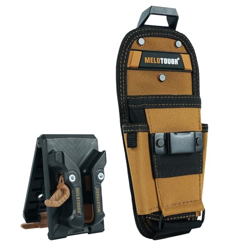 MELOTOUGH Small Tool Pouch with Quick Release Belt Clip,Clip On Tool Belt Pouch with Electrician Tapemeasure Clip, Mini Work Organizer Tool Holster and Knife Tool Holder Pouch - color: Khaki Small Tool Pouch