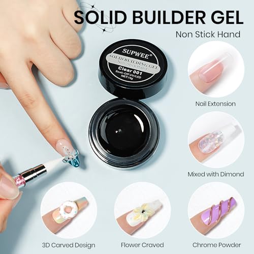 Solid Builder Gel for Nails 3D Nail Sculpture Gel and Nail Rhinestone Glue | 3d Gels Nails Art Clear Hard Gels for Christmas Home DIY Manicure for Women Girls - color: Clear Clear Clear