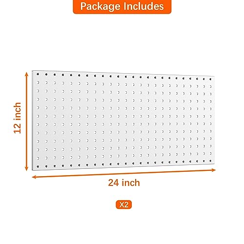 WALMANN 2 PCS 12x24 in Pegboard Panels, 24x24 in Tools Pegboards, Grey - color: Grey 12"*24", size: 24"*24"