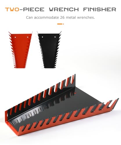 SCUARI 2PCS Wrench Organizer,Car Accessories Wrench Organizer for Tool Box,26 Slots Metal Wrench Holder,Wall Mounted Wrench Storage Holder Trays Rack,Fits Most Toolbox Cabinets of Drawers