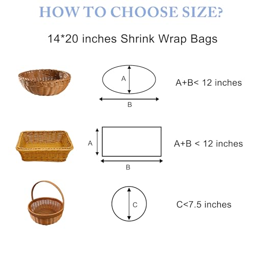 14x 20 Inches Shrink Wrap Bags 100 Pcs Clear PVC Heat Shrink Wrap - size: 14x20 inches (100 pcs)