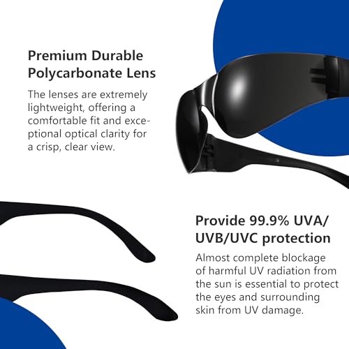 Tinted Safety Glasses Bulk, 24 Pack, Protective Shaded Safety Goggles, UV Protection Sunglasses, Scratch & Impact Resistant Dark Smoke Lense | Perfect for Construction, Shooting, Lab Work - color: 24pk-black Tinted