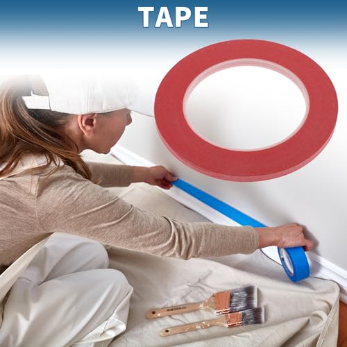 Painters Tape Easy Removal 0.2 Inches x 52.5 Yards Masking Master Tape Red - color: Red, size: 0.2 Inches x 52.5 Yards