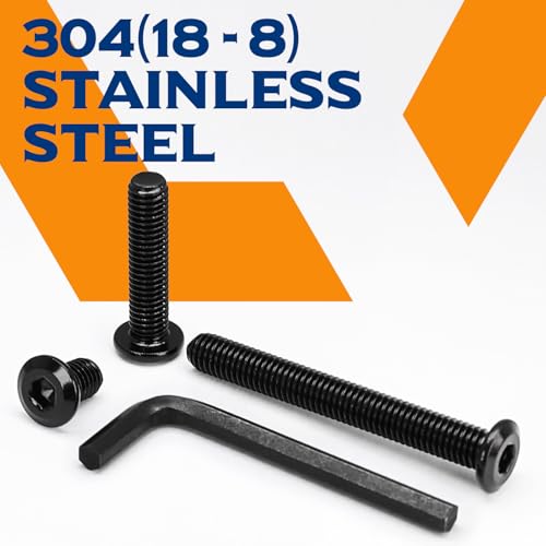 M6 x 35mm Flat Head Hex Socket Cap Screws Furniture Bolts, Stainless Steel 18-8 (304), Black Oxide, Countersunk Connector Screw, Full Thread, 20 PCS (with Hex Spanner) - size: M6 x 35mm