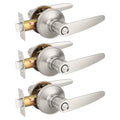 Probrico (3 Pack Privacy Door Lever Door Handle for Bedroom or Bathroom Keyless Leverset, Locked in Side Home/Office Door Lockset,Modern&Durable in Satin Nickel Door Hardware - size: 3 Pack