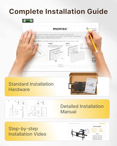 monTEK Full Motion Dual Arm TV Wall Mount for 43-90 Inch TVs - size: 43"-90" Full Motion