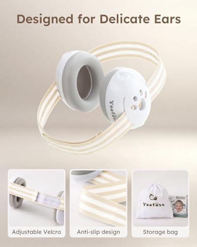 Yoofoss Baby Ear Muffs Noise Protection for Infants Up to 36 Months - Noise Cancelling Headphones for Ear Protection - color: Beige