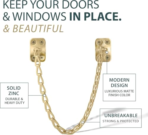 Mega Handles Transom Chain 12-Inch Satin Brass (4-Pack) - Window Restraint - color: Satin Brass, size: 4 Pack