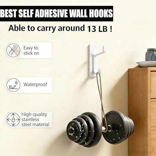 5 Pack Self Adhesive Wall Hooks Key Hook Stainless Steel Coat Hook White - color: White