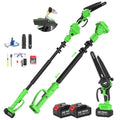 2 in 1 8IN Brushless Cordless Pole Saw & Mini Chainsaw with Extension Pole - color: Green02