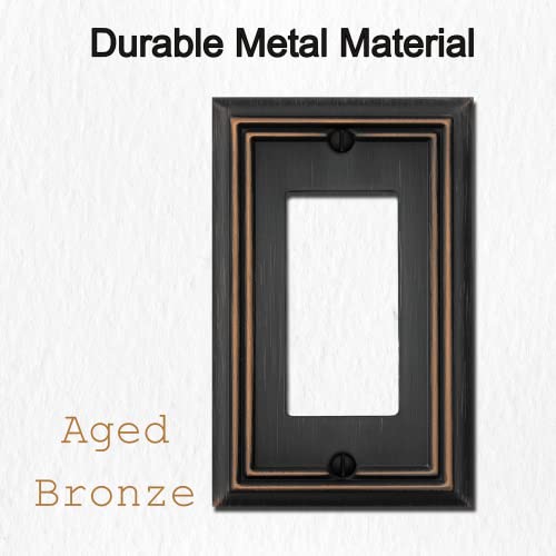 OKAWYC Single Decorator Light Switch Cover Adler Metal Wall Plate, 4-Pack Aged Bronze 1 Gang Single Rocker, for Receptacle Dimmer Switch GFCI Outlet, Switch Cover Decorative Wallplate, Durable - style: 1 Decorator 4PK