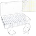 Bead Organizer Box, 60 Pack Small Clear Storage Boxes with Labels, Large Travel Craft Case with Handle, Mini Plastic Containers for Jewelry Making Diamonds DIY Pony Bracelet Screws Seeds Small Parts - size: 1 Pack 60 Pcs