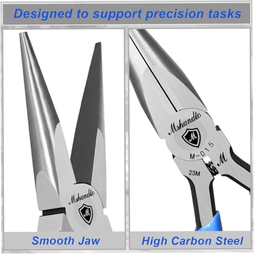 Smooth Jaw Needle Nose Pliers, mshandto 4.8" Non-Serrated High Carbon Steel Long Nose Pliers for Jewelry Making, Wire Bending & Craft DIY, Electronics Repair, Object Grasping Precision Pliers - size: 4.8"-1Pack-Smooth Jaw