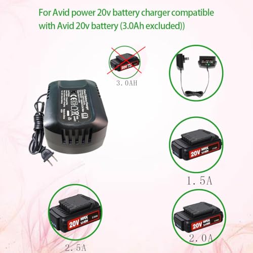 20v Max for Avid Power 20V Lithium Battery Charger to Charge Avid 20V Battery AP30B-H Compatible with Impact Wrench ACIW326, ACIW326-B（not for 3A Battery ）