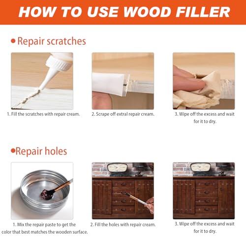 Wood Furniture Repair Kit 12 Colors, Wood Filler Putty with Filler Sticks