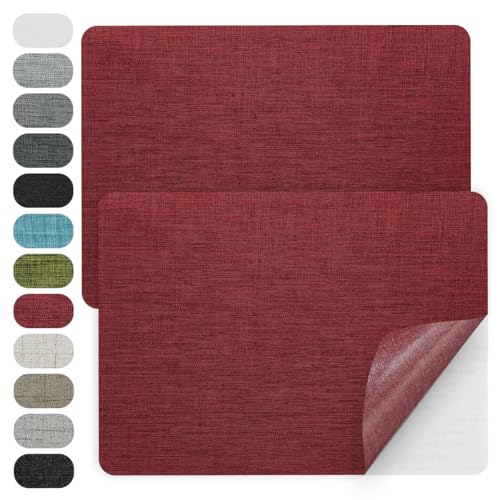 WILDREEDS 2 Pcs 8 x11 Inch Linen Repair Patches, Self-Adhesive Fabric Patch for Sofas, Couch, Furniture,Tote Bags, Car Seats (Burgundy) - color: Burgundy