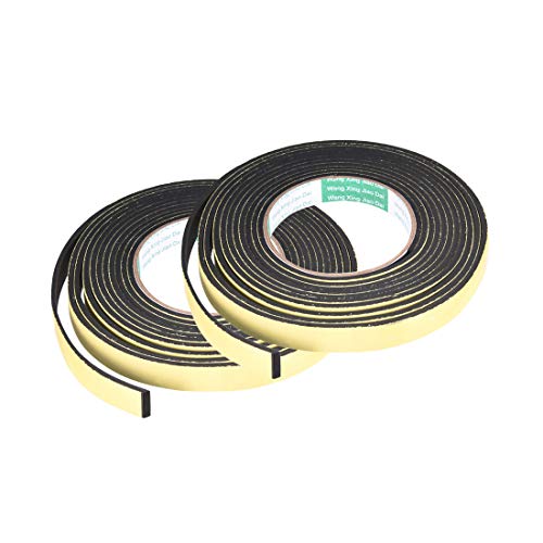 uxcell Sealing Foam Tape 15mm Wide 3mm Thick 4m/13ft Long, Self Adhesive Weather Strip for Window Door Insulation, Pack of 2 - size: 15mmx3mmx4m