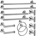 12 Pieces Brushed Nickel Bathroom Hardware Accessories Set Hand Towel Ring 16&23.6 inch Round Towel Bar Silver Toilet Paper Holder Towel Hooks 4 Pieces SUS 304 Stainless Steel,Heavy Duty,Wall Mounted - color: Brushed Nickel, size: 12 piece 24"