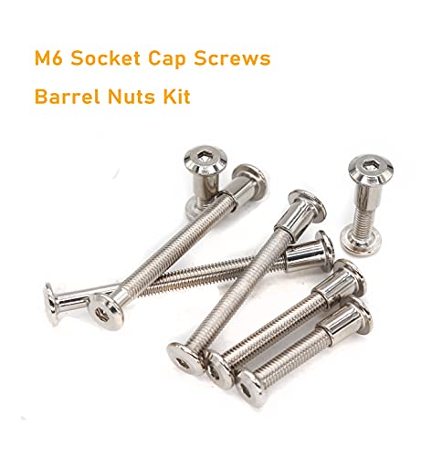 10-Pack M6x45mm Rivet Countersunk Hex Socket Cap Bolts and Hex Head Barrel Nuts for Furniture Cribs Chairs, Nickel Plated - size: M6 x 45mm 10-Pack