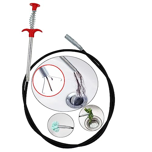 62 Inch Drain Snake Drain Clog Remover Flexible Grabber Pick Up Cleaning Tool Reacher Claw Stick,Drain Auger Cleaner Tool Grab Trash Hairs from Drain,Sink,Bathroom Tub Toilet Hose - style: 62 Inch