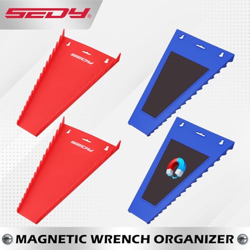 4-Pack Magnetic Wrench Organizer, 64-Slot Premium Wrench Rack Holder Tool Trays for Toolboxes Drawer Storage, SAE (1/4" - 1-1/16") & Metric (6mm - 24mm) - style: 64-Slot Value Pack / 4-Pack