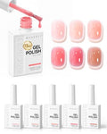 Makartt Jelly Pink Nude Red Gel Nail Polish Set 15ML: 6 Sheer Colors - color: Warm Rose