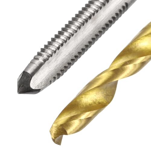 uxcell Metric Tap & Drill Bit Set, 2pcs M5 x 0.8 Straight Flute Thread Taps and 2pcs 4.2mm Twist Drill Bits Titanium Coated, HSS6542 Screw Tapping Threading Tools - size: M5 x 0.8 + 4.2mm