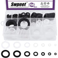 Swpeet 256Pcs 7 Sizes Flat Rubber and Silicone Washers O Ring Plumbing Washers Assortment Kit, Flat Gasket Hose Gasket Set Sealing Washer for Shower Head Washers Garden Faucet Water