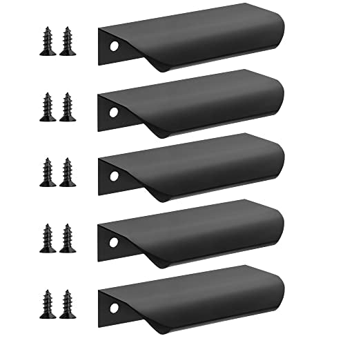 Malimali 5 Pack 3.15" Black Edge Finger Pulls for Cabinets, Drawer Pulls - color: Matte Black, size: 80mm/3.15" (5Pcs)