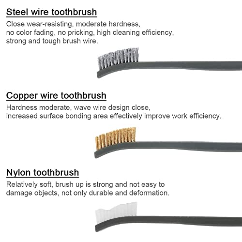 Mini Wire Brush Set, Paint and Dirt Remover, Cleaning Welding Slag and Rust, Handy Steel / Nylon / Brass Brush Suitable for Cleaning Paint / Dirt (3)