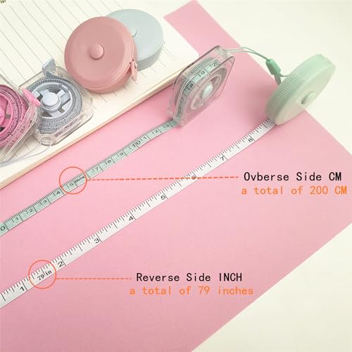 6 Pcs Soft Retractable Tape Measure 200 CM/79 in Measuring Tape Dual Sided for Body Fabric Sewing Tailor Cloth Measurements Measuring Tape Weight Loss
