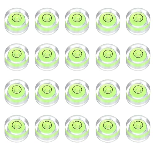 HARFINGTON 20pcs Circular Bubble Spirit Level 13x7mm Mini Round Bubble Spirit Level Little Measuring Layout Tools for TV Industrial Carpentry Picture Frame, Green/Black - color: Green/Black, size: 13x7mm